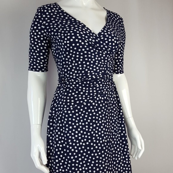 NEW Jones Wear Navy Polkadot Dress - Picture 4 of 8